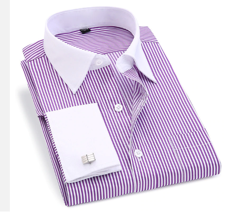 Manžetová košeľa fialová prúžok, Veľkosť 44