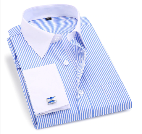 Manžetová košeľa modrá prúžok, veľkosť 46