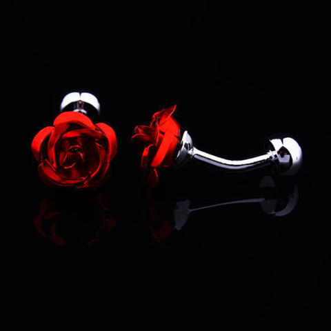 Manžetové gombíky červená ružička - 1