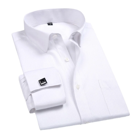 Biela pánska manžetová košeľa s francúzskymi manžetami, Veľkosť 38 - 1