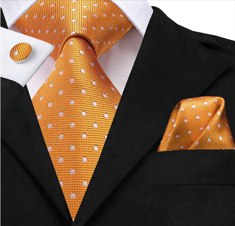 Manžetové gombíky s kravatou oranžová Hymeneus