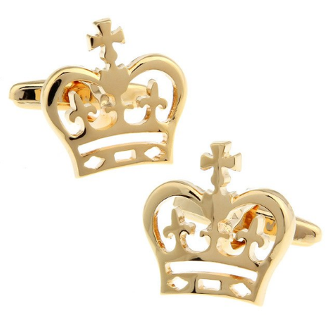 Manžetové gombíky s motívom kráľovskej koruny zlatá - 1