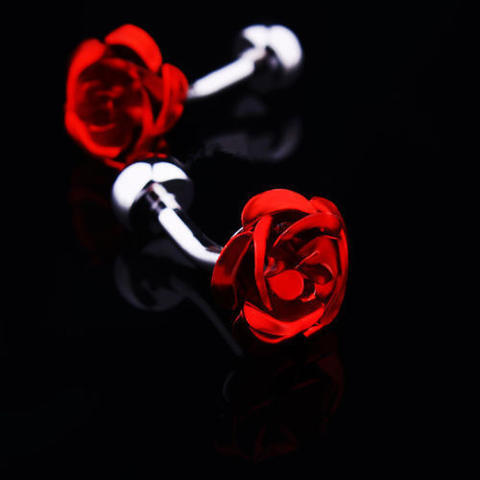 Manžetové gombíky červená ružička - 2